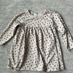 EUC H&M Beige Polka Dot Long Sleeve Dress